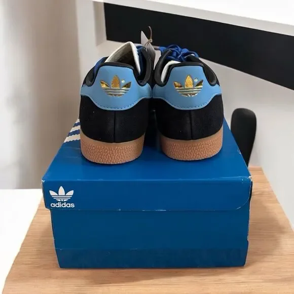 Adidas Wmn's Gazelle Black Blue IE9124 -Suede Sneakers Retro Originals Sz 7.5-8. - Picture 4 of 6